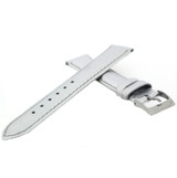 Watch Band Ladies Silver Metallic Leather Padded Built-In Spring Bars | LEA370 | Buckle