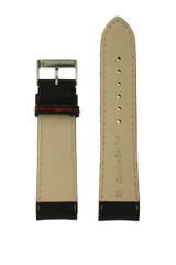 Sport Watch Band with Black Leather and Red Cut-Outs | Topstitched Watch Straps | Replacement Band LEA1263 by TechSwiss | Interior