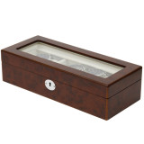 Burlwood Watch box for 6 Watches | Side View