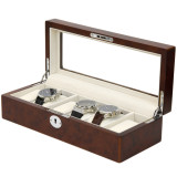 Burlwood Watch box for 6 Watches  | Open Side View
