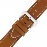 Leather Watch Band Tan White Stitching Heavy Buckle LEA494 | Buckle