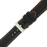 Sport Orange Stitching Black Padded Watch Strap | TechSwiss LEA583 | Buckled