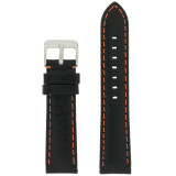 Orange Stitching Black Padded Watch Strap | TechSwiss LEA583