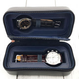 Travel Watch Case Compact for 2 Watches Storage Protection Zipper Black TS200BLK open