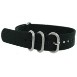 18mm Nylon Strap with Rounded Buckle One-Piece Waterproof - Black