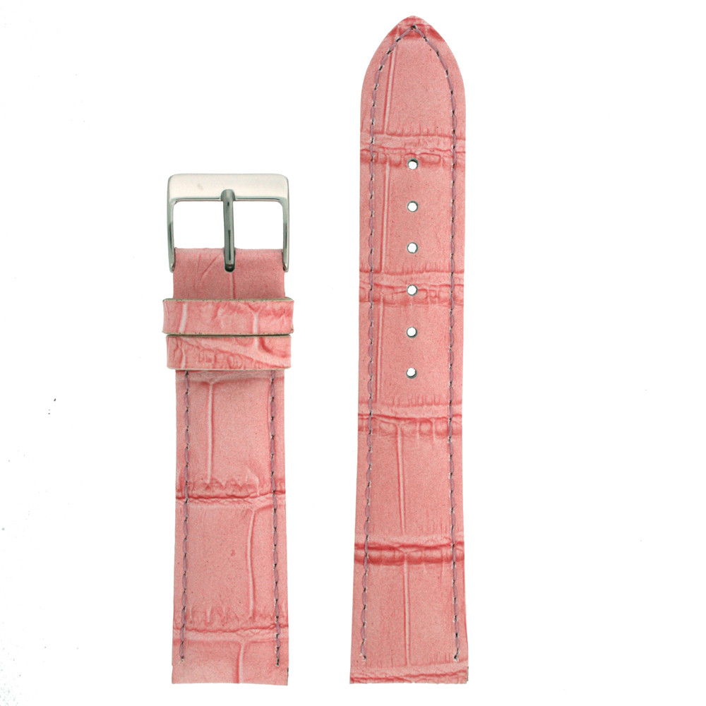 Watch Band Pink Genuine Leather Crocodile Grain 10mm 28mm
