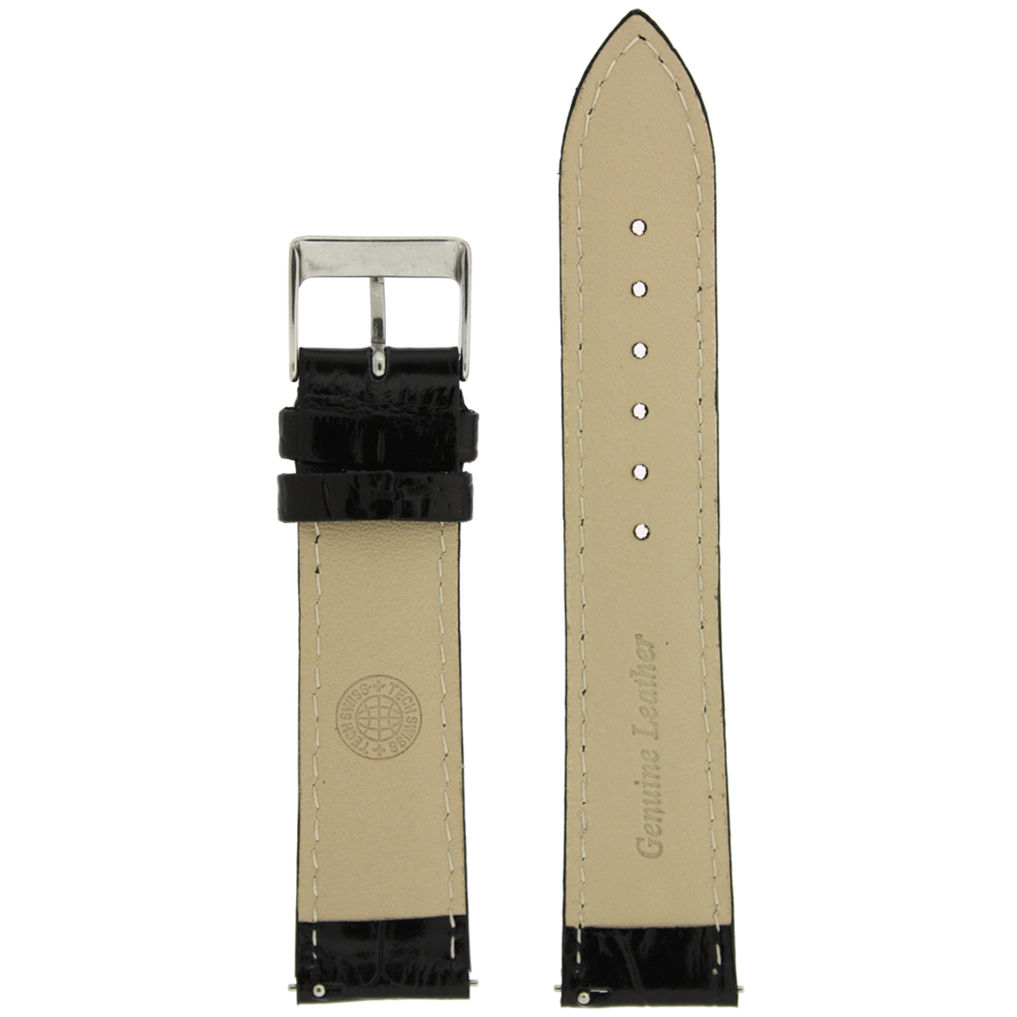 Brilliant Black Lizard Leather Watch Strap