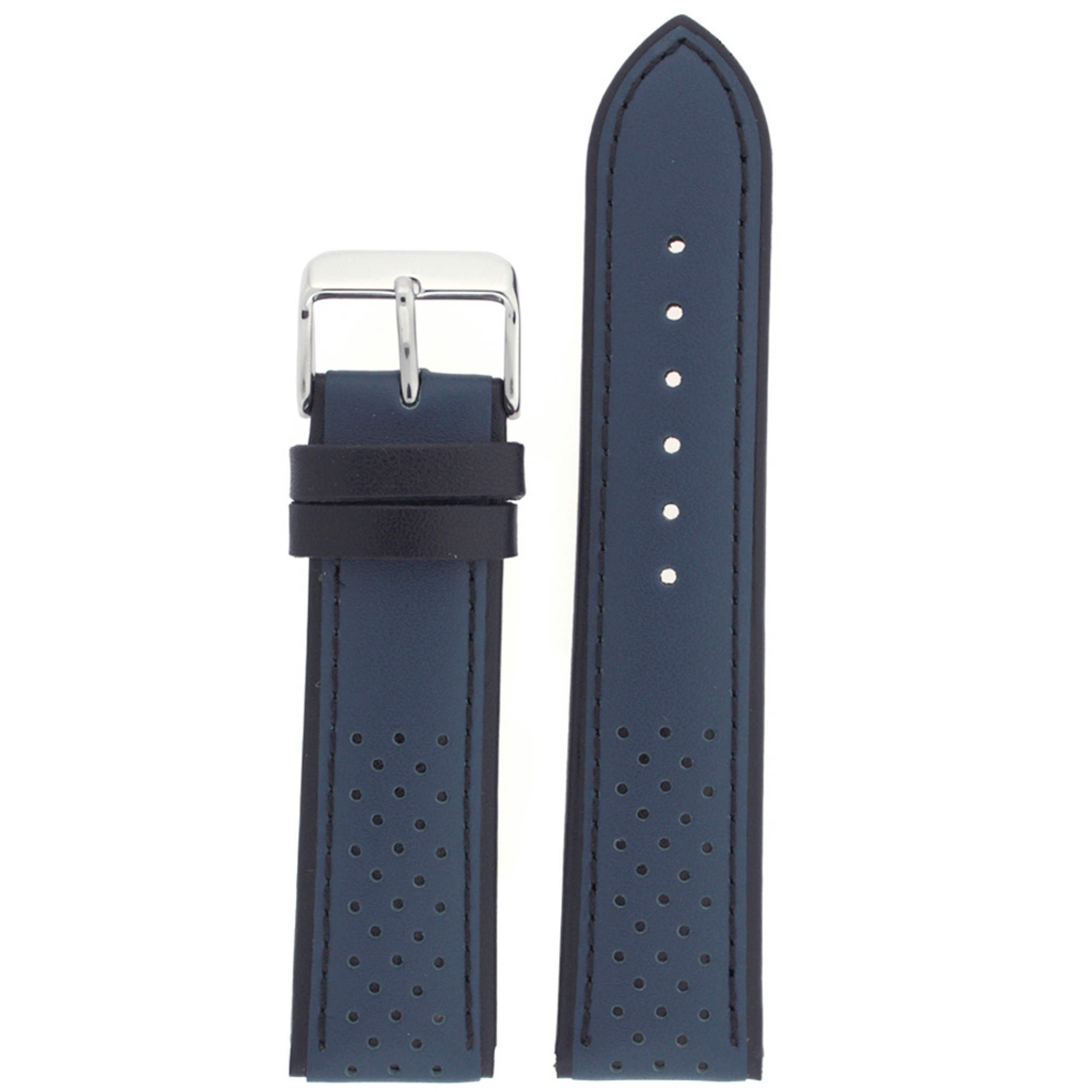 Navy Blue Sport Leather Watch Band | European Style Watch Straps ...