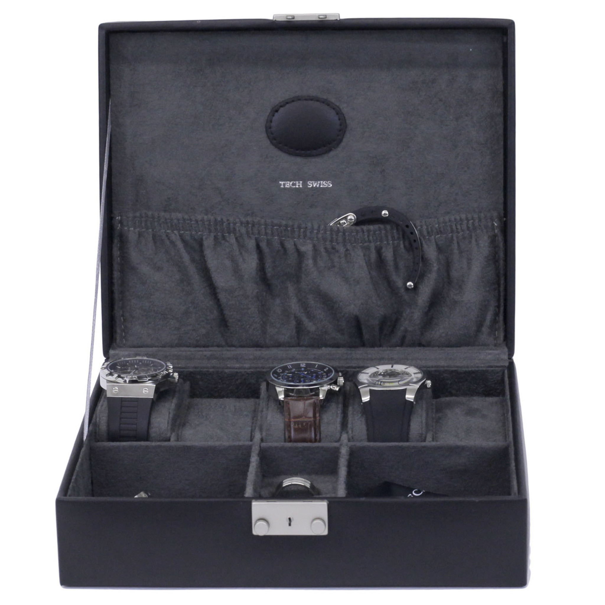 Travel & Storage Watch Box - Swiss Design - Black Epsom Leather