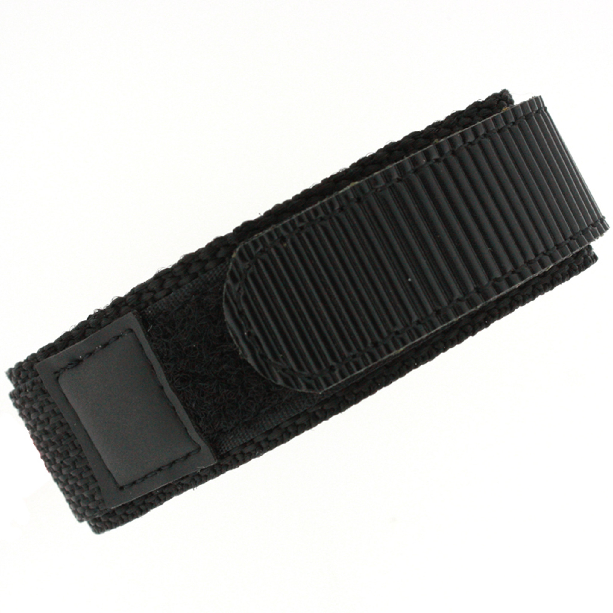 20mm Black Nylon Hook N' Loop Watch Band - Stainless Steel, loop straps 