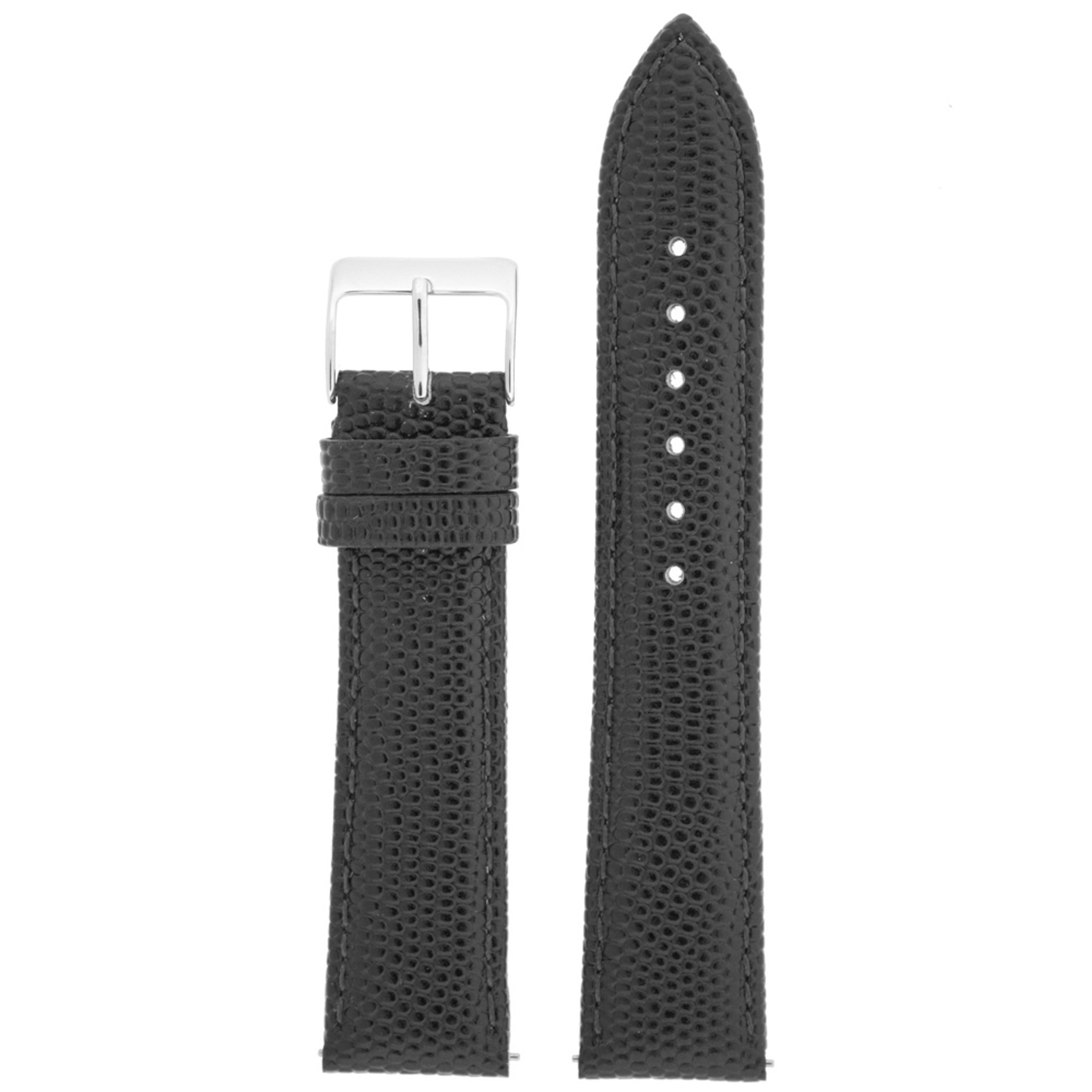 Leather Watch Band with Lizard Grain Black - Quick Release Springs