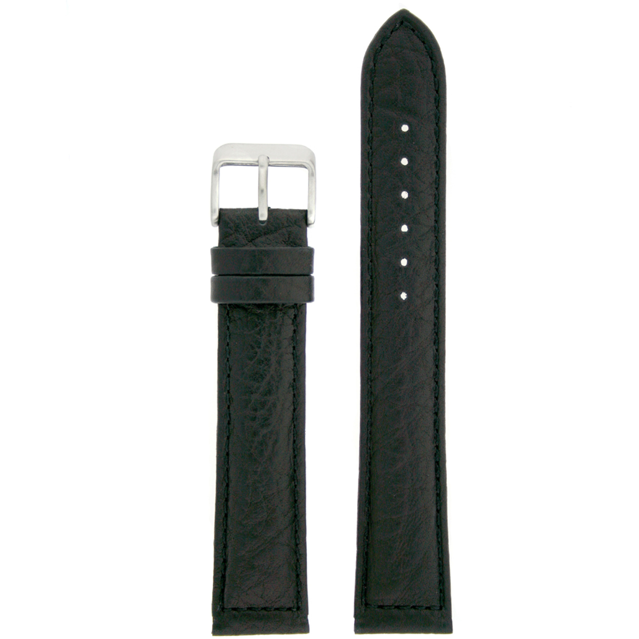 20mm Black Padded Italian Vintage Leather Watch Band