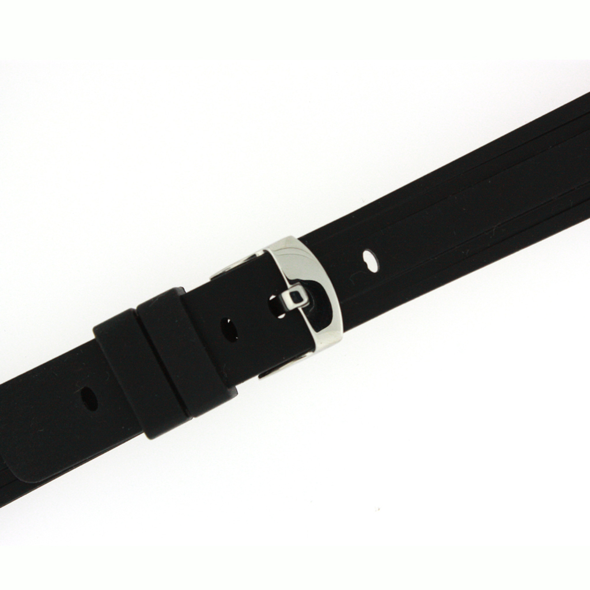 24mm Silicone Rubber Watch Band in Black TechSwiss Replacement Straps