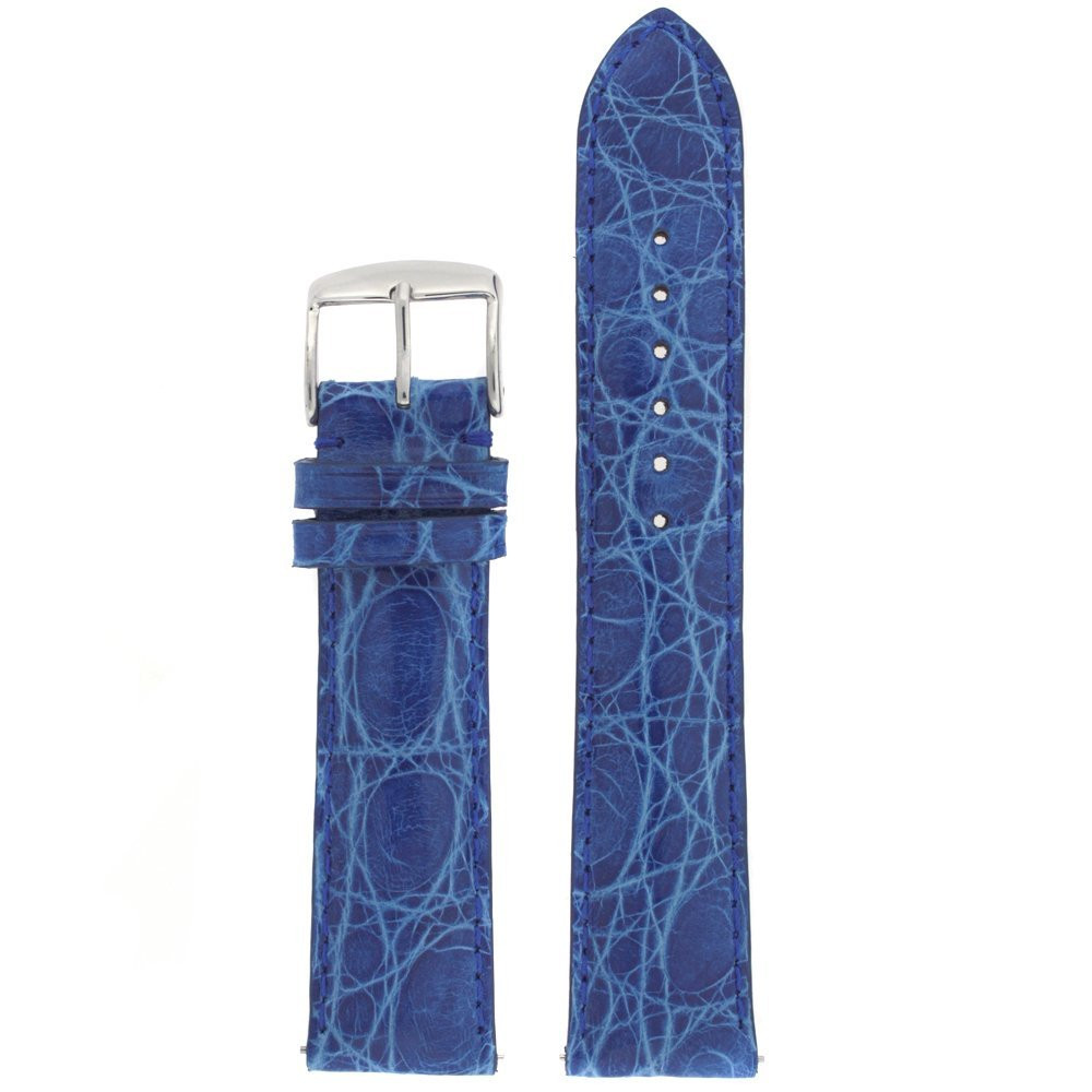 Crocodile Skin Watch Band in Blue Quick Release Padded Strap