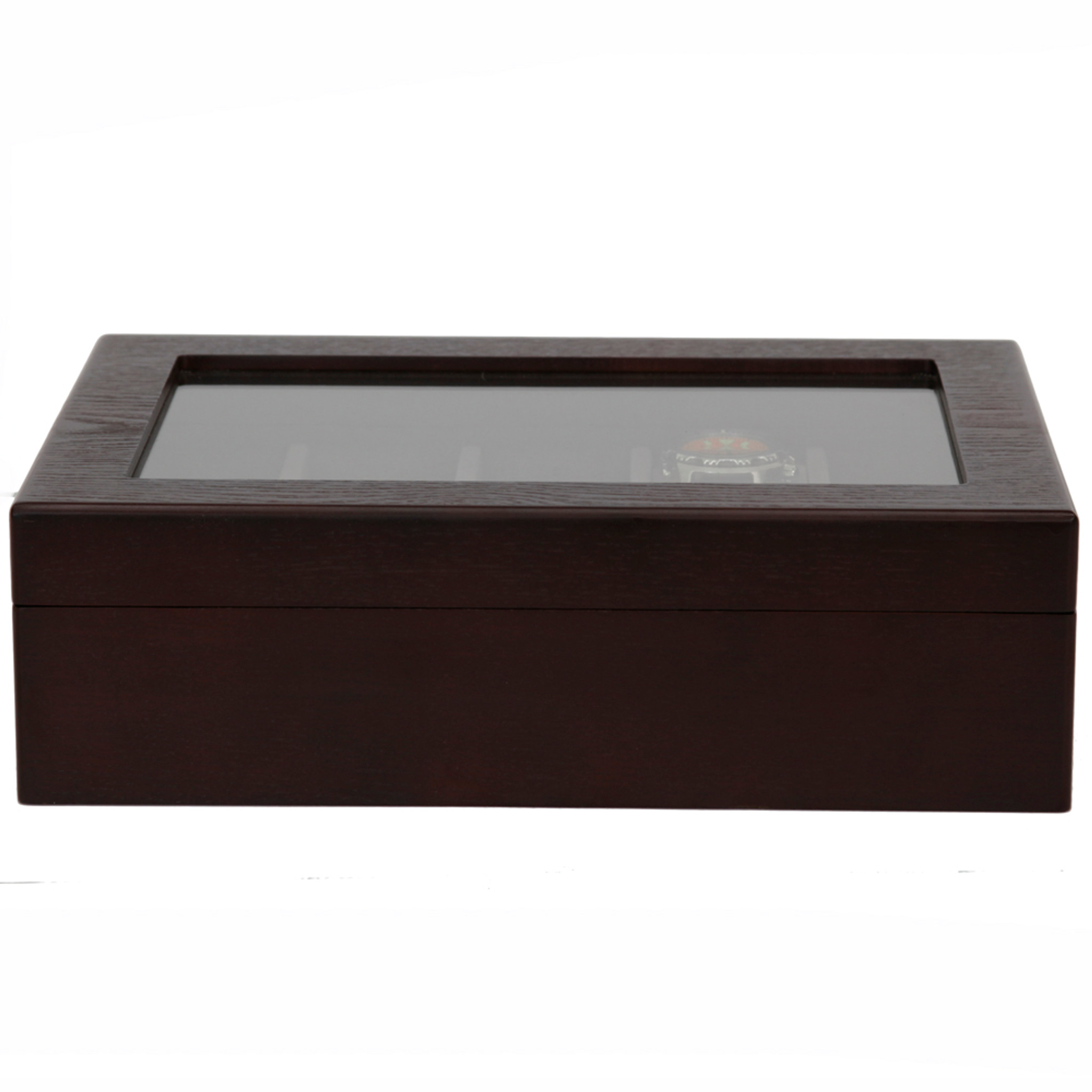 Brown Distressed Wood with Window Watch Box TechSwiss