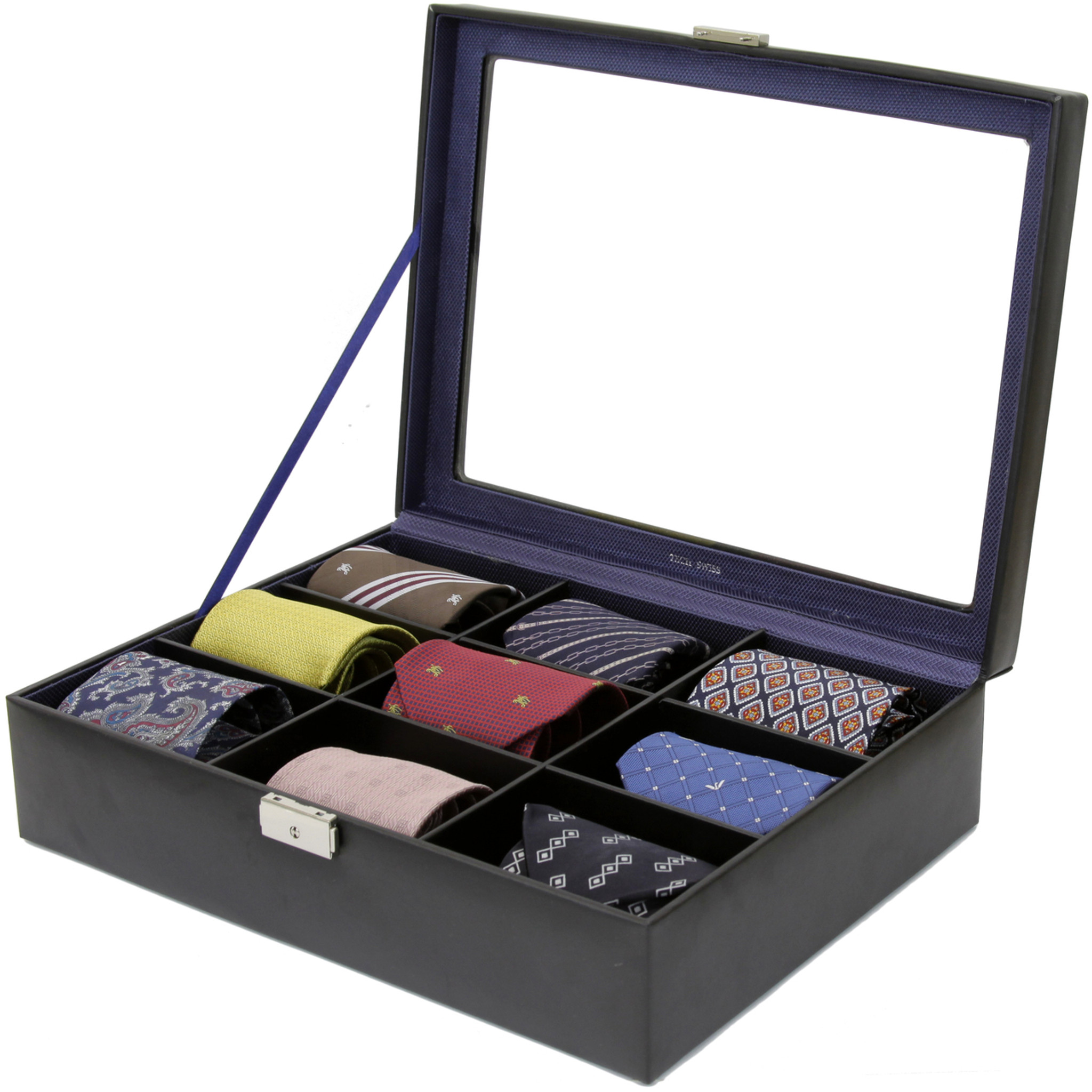 Tie Case for 9 Ties in Black Leather