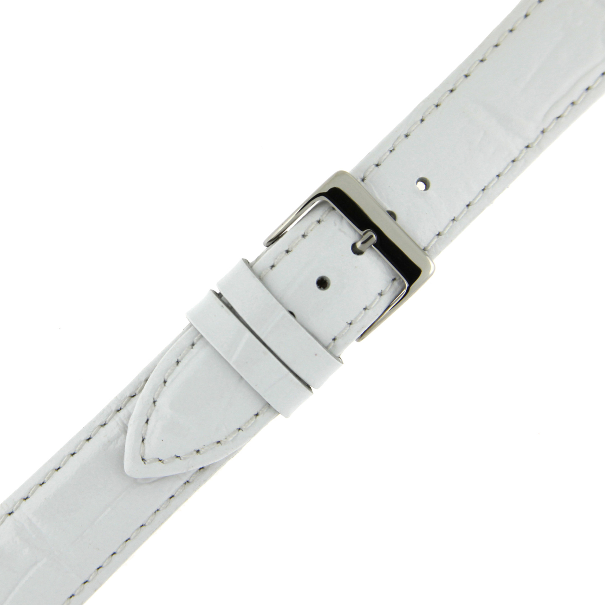 Extra Long White Leather Watch Band | Long Crocodile Grain Straps