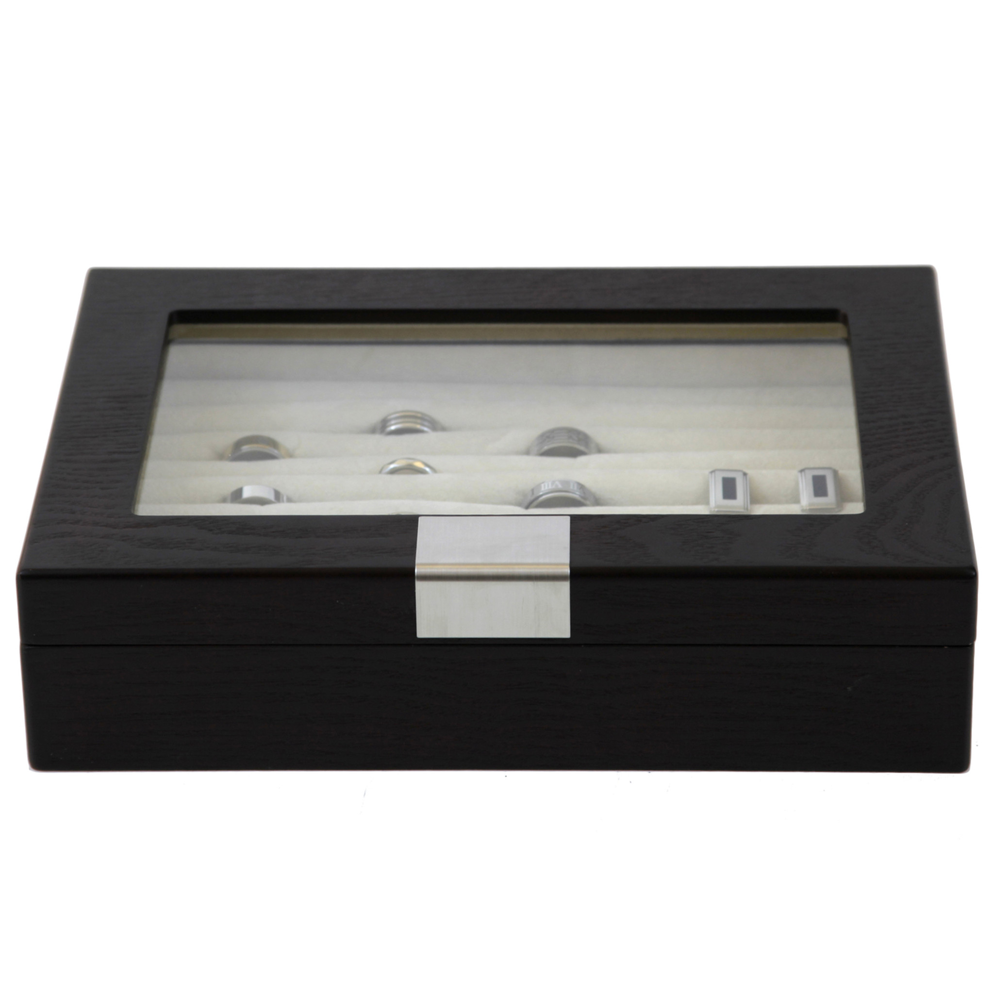 Black & Silver-Tone Wooden Tie Box