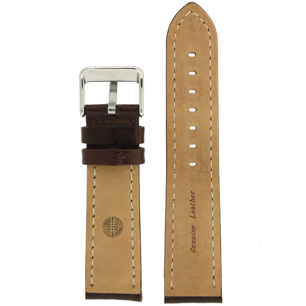 Padded Leather Watch Strap In Dark Brown Replacement Strap