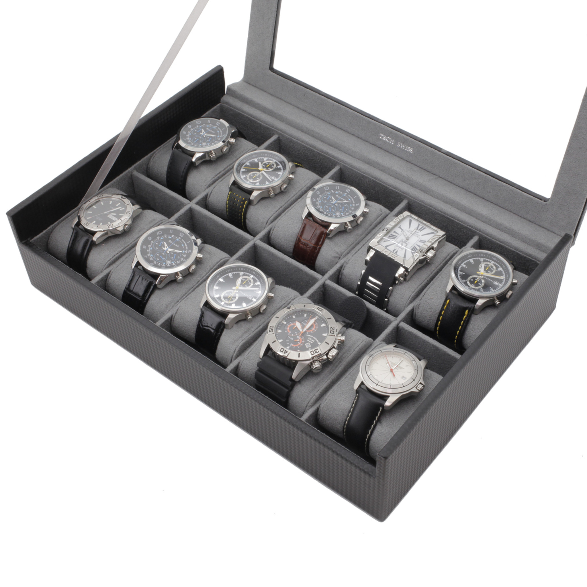 WB-310 Large Black Leatherette Watch Box