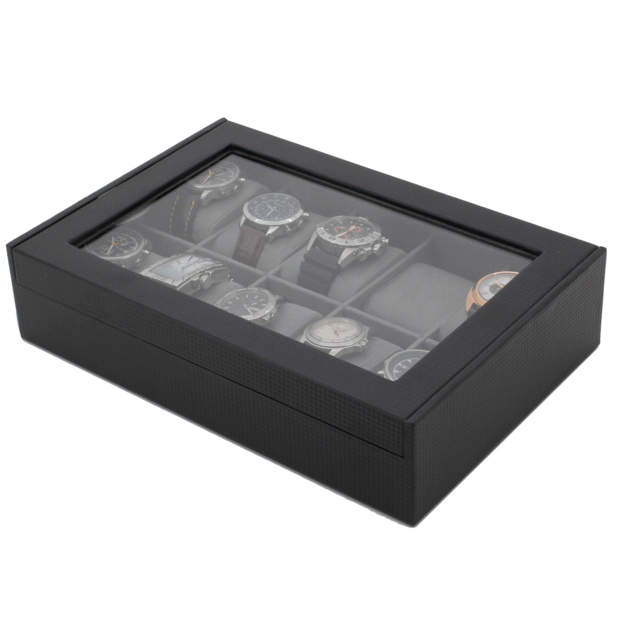 Watch Box for Men 12 Slot Luxury Carbon Fiber Design Display Case Large Holder