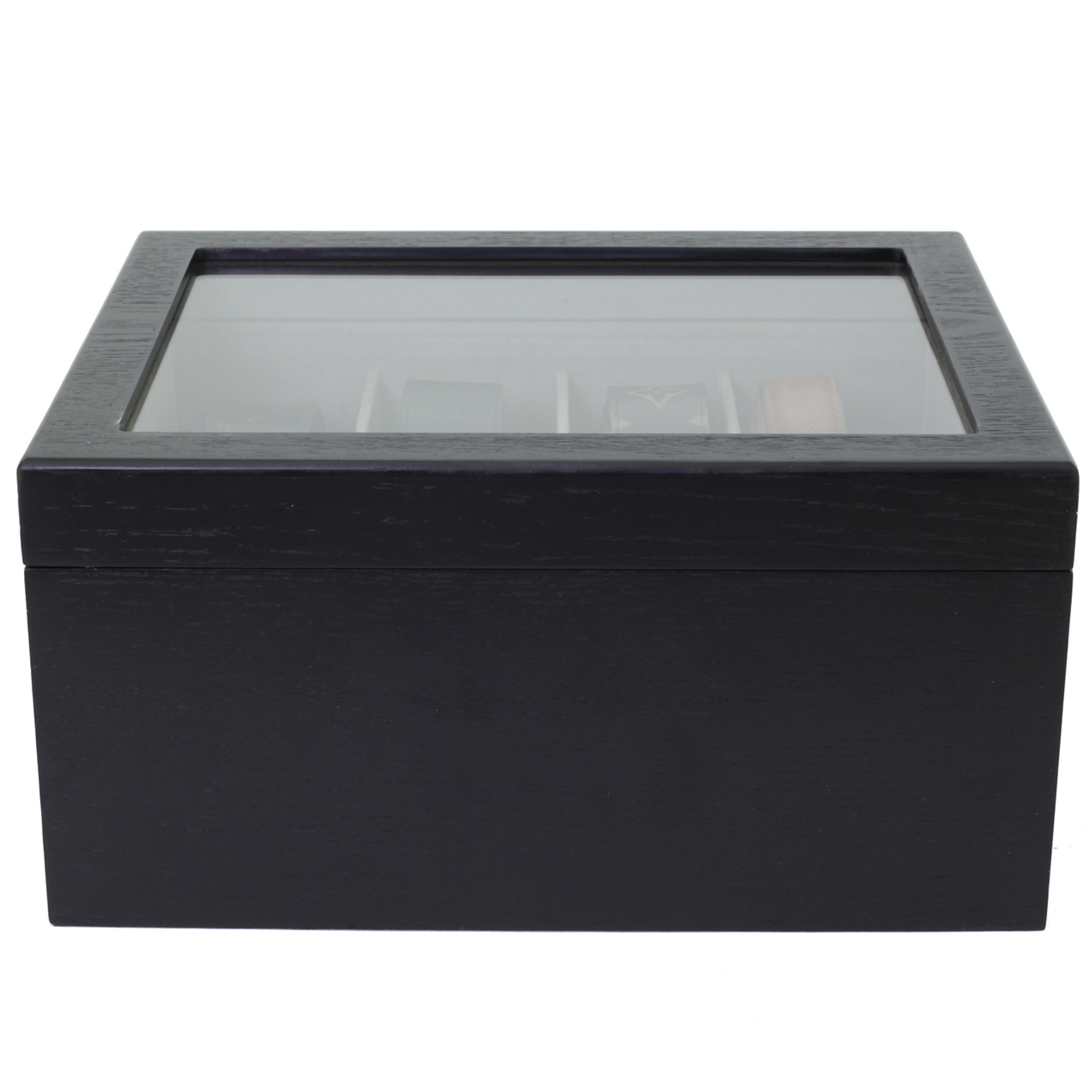 Tie Box Belt Jewelry Case Organizer In Wood Glass Lid Valet Home