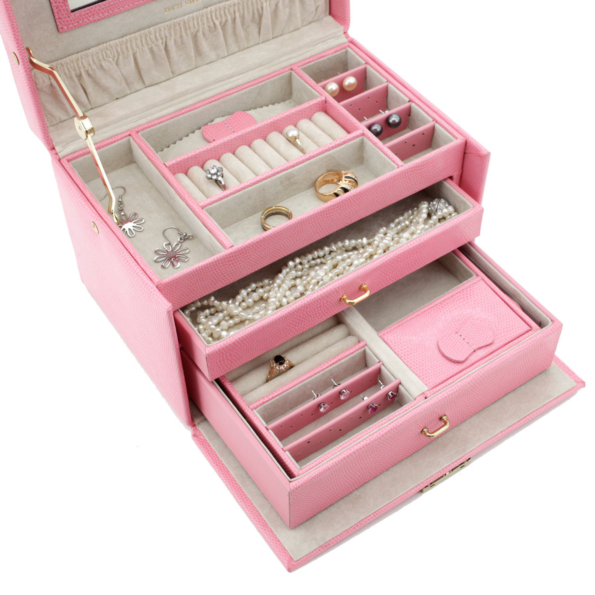 Portable Pink Jewelry Box Organizer Lady Girls Jewelry Box Organizer Mini  Travel Jewelry Storage Case For Necklace Earrings Rings From  Paulelectronic, $5.2