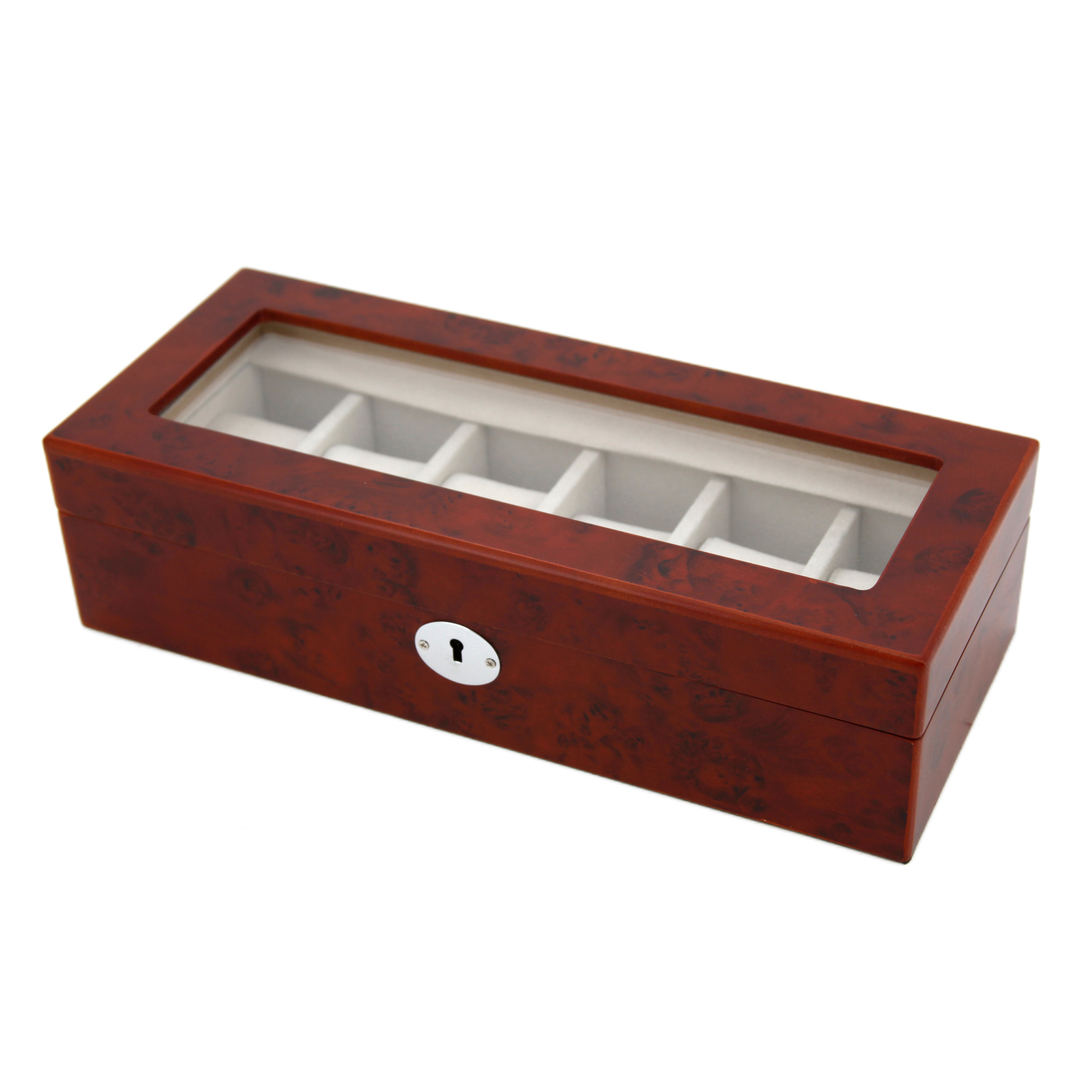 Solid Espresso (Brown) Wood Watch Box - 6 Slot