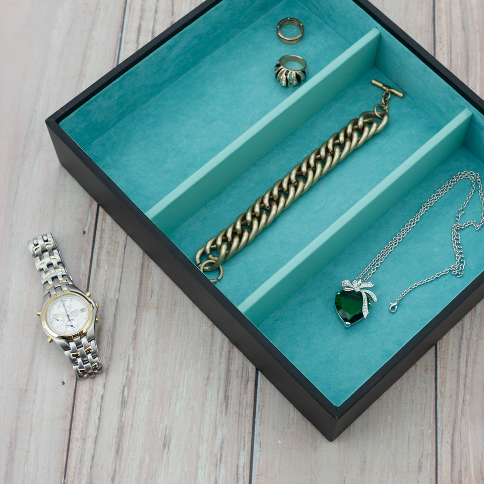 Black Stackable Jewelry Trays Jewelry Leather Trays Jewelry Organizer