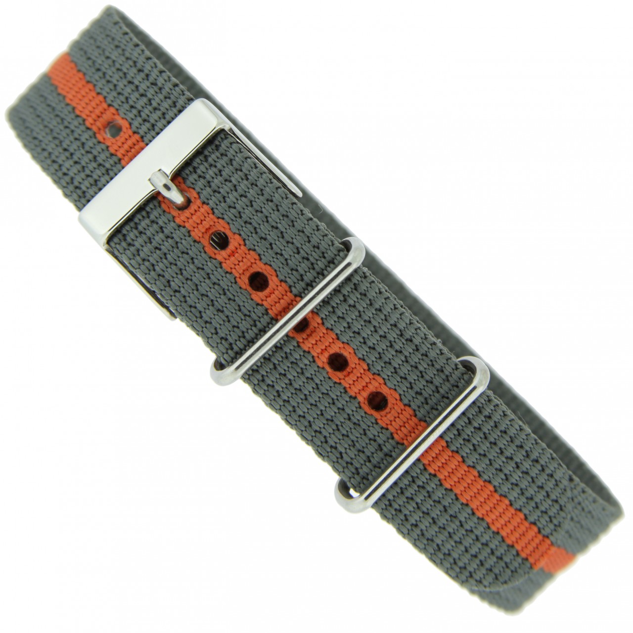 Orange Grey Striped 20mm Military Style Nylon Watch Band