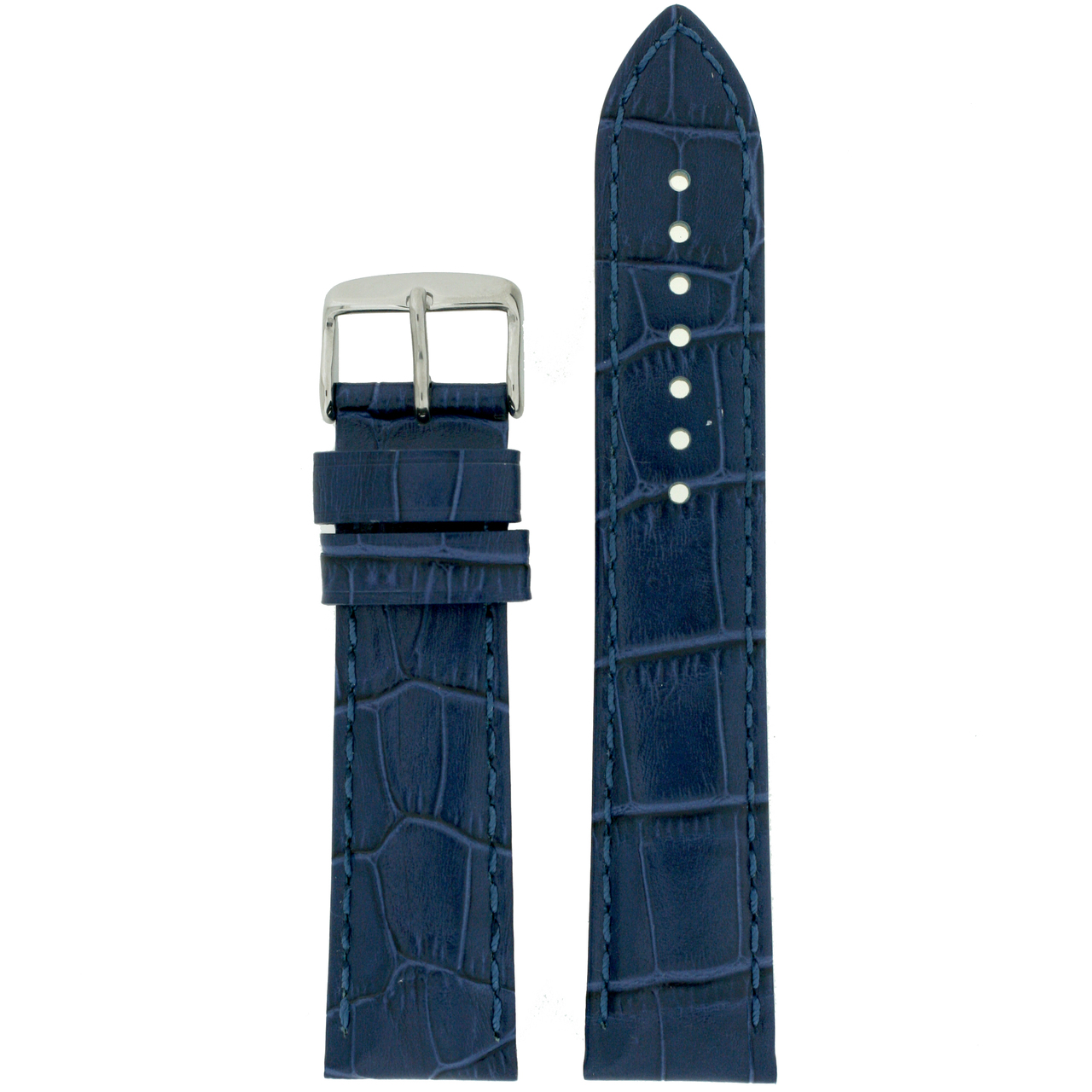 Long Navy Leather Watch Band Long Crocodile Grain Leather  display picture 1