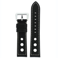 Watch Band Black Sport Leather Lining LEA488 |TechSwiss | Front