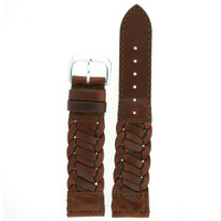 Watch Band Braided Woven Leather Soft Flexible Brown Strap 12mm - 20mm