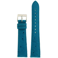 Genuine Ostrich Watch Band Handmade Turquoise Blue Quick Release - Ladies Length 16mm