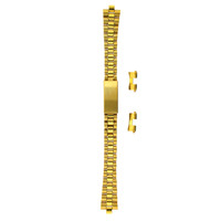 Watch Band Oyster Style Link Metal Gold-Tone Ladies Curved Ends Replacement Bracelet