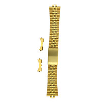 Watch Band Jubilee Style Gold-Tone Stainless Steel Curved Ends Mens 20mm