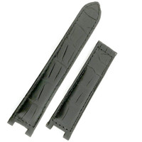 20mm Leather Watch Band Crocodile Grain Black