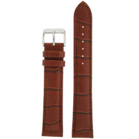 XXL Watch Band Honey Brown Genuine Leather Strap Alligator Grain Extra Long 18mm - 24mm