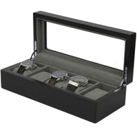 5 Watch Box Black Distressed wood Open TSBOX6100ESSBK