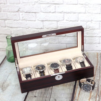 Contemporary Wood Watch Box | Compact Case TS6100BLKBRN | Main View