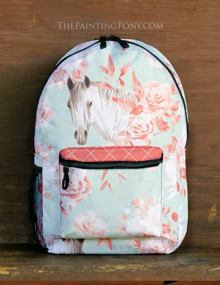 Equestrian Floral Pattern Print Backpack main image 0