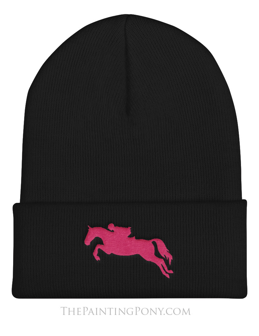 Jumping Horse Embroidered Beanie Hat The Painting Pony