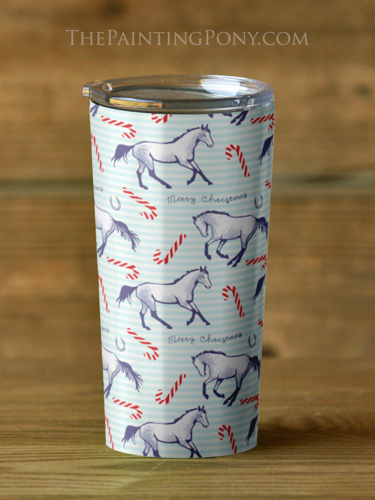 Candy Canes and Horses Christmas Equestrian Travel Tumbler The