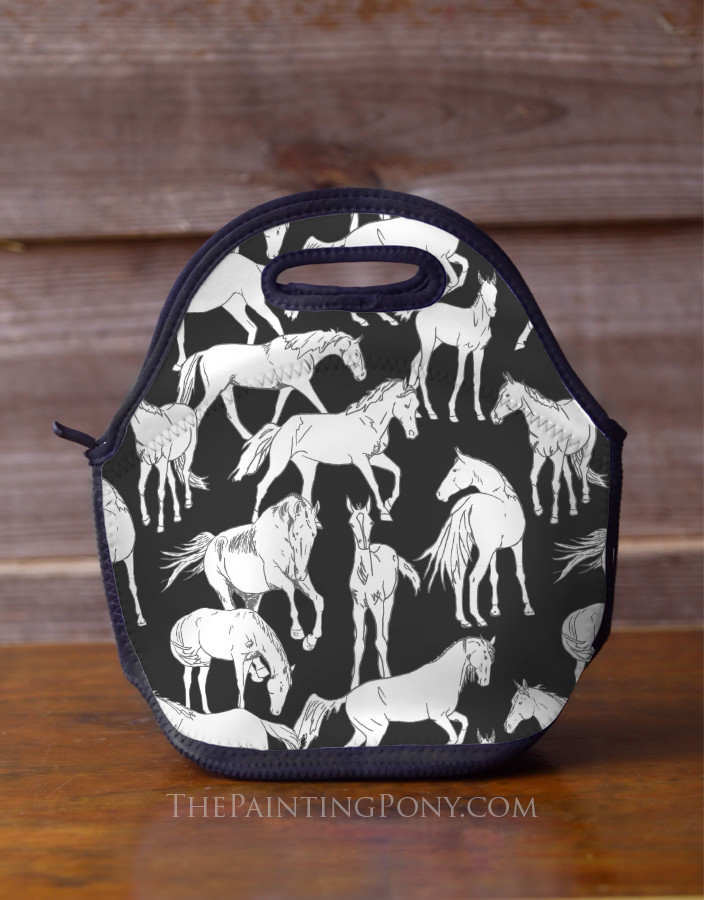 English Horses Pattern Equestrian Lunch Tote Bag - The Painting Pony