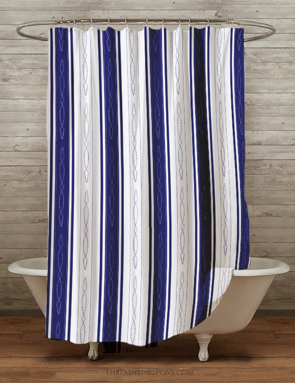 Striped Equestrian Themed Shower Curtain The Painting Pony