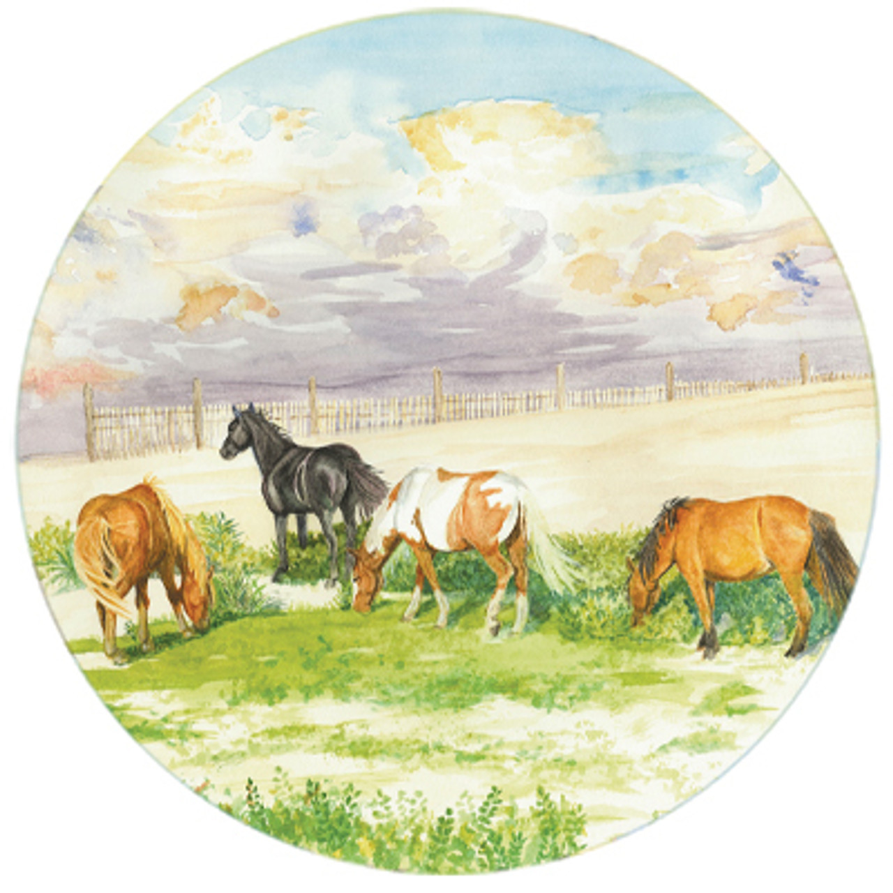 Ponies on the Beach Watercolor