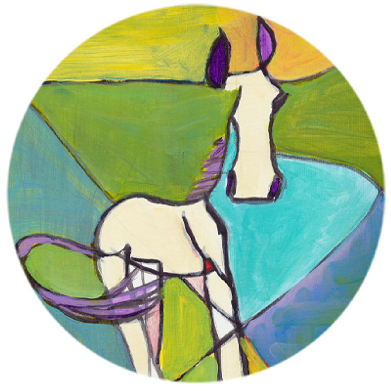White Horse Abstract Painting