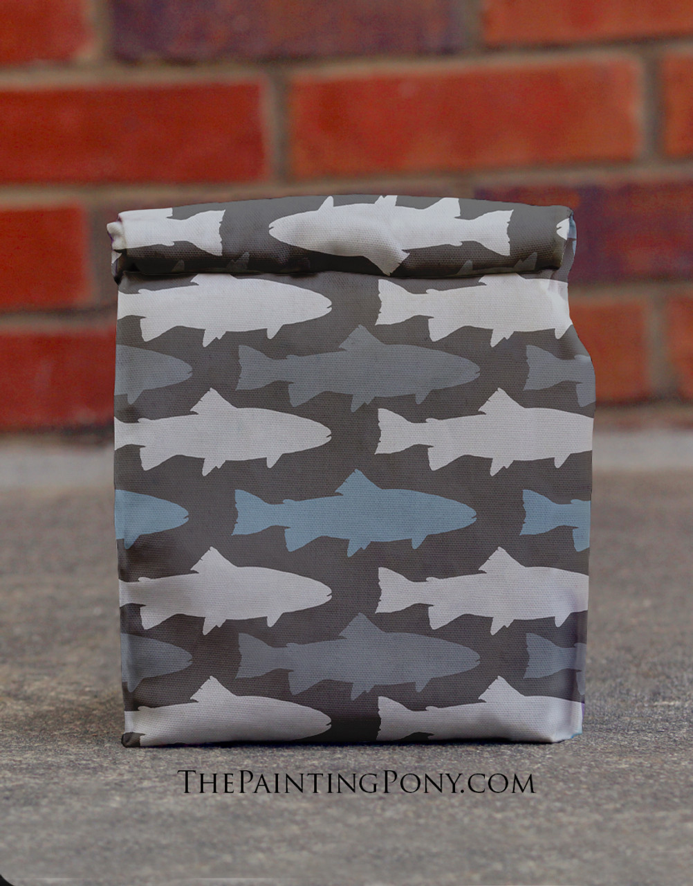 Trout Pattern Fly Fishing Themed Insulated Lunch Bag - The