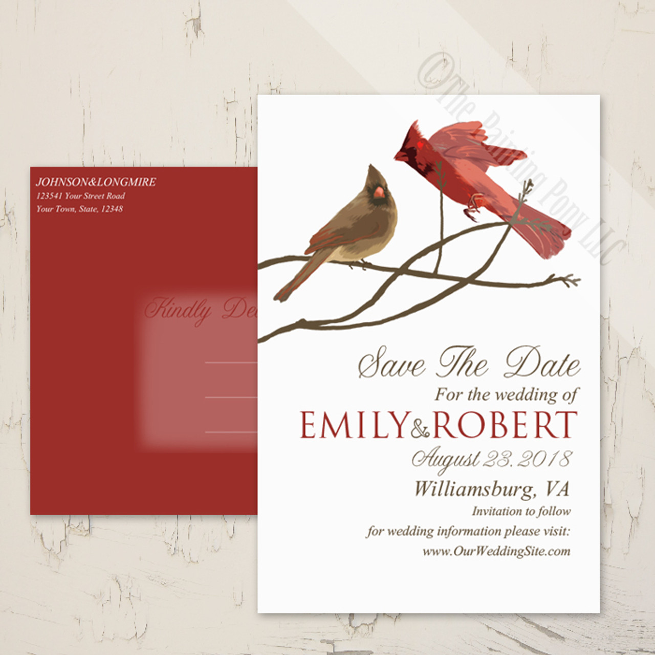 Winter Cardinals Save The Date Postcards 25 Pk The Painting Pony