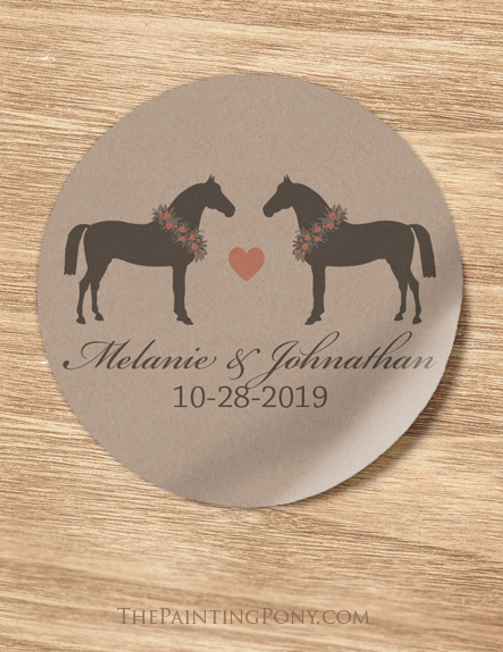 Whimsical Heart Horse Wedding Envelope Seal or Favor Stickers - The  Painting Pony